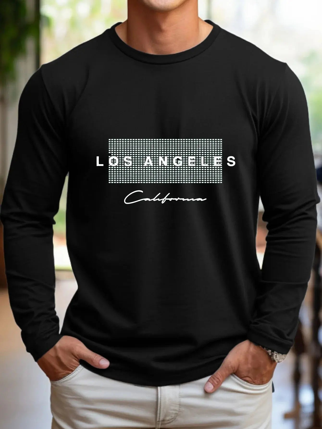 Men's 100% cotton summer loose fit large Los Angeles Graphic printed slim fit casual sports round neck short sleeved T-shirt top - Suncollections