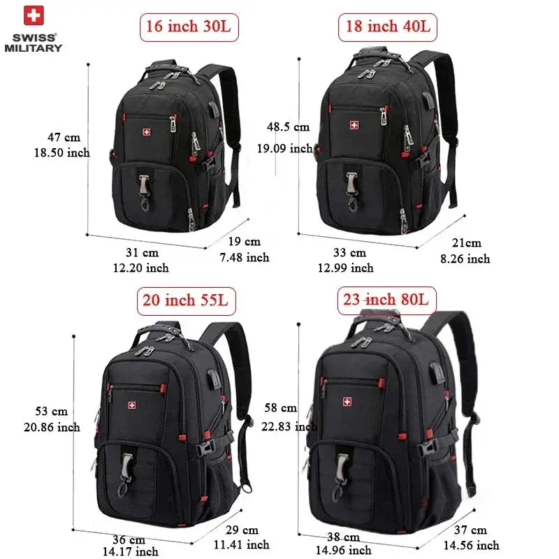 SWISS 17" Laptop Backpack Waterproof USB Charge Port - Suncollections