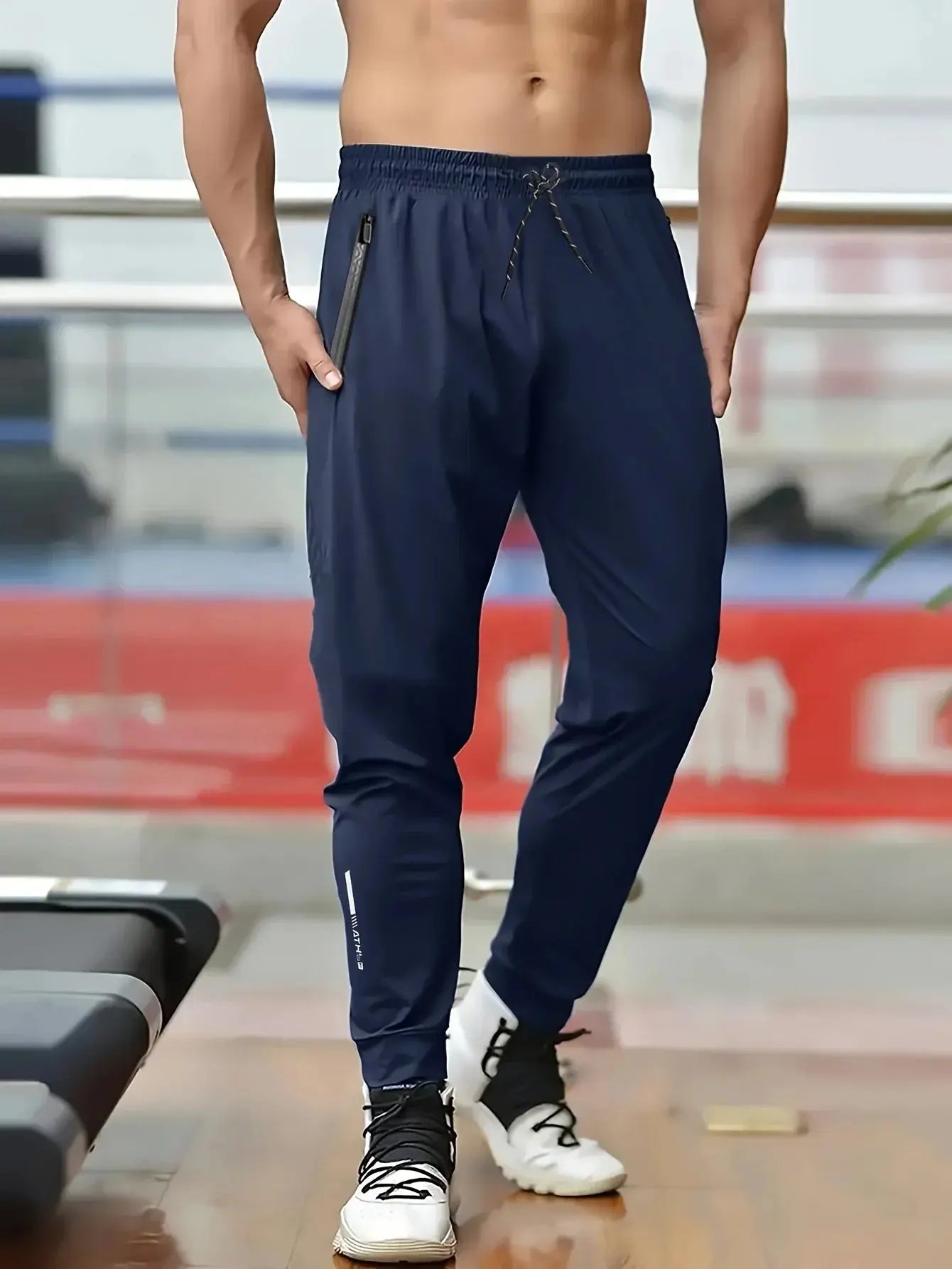 3 Pack Mens Jogger Pants Zipper Ankle Cuff Slim Fit Stretch Casual Running Lounge Sweatpants Trousers for Gym Workout Training Suncollections