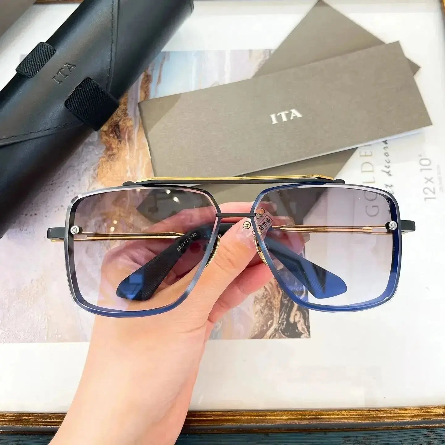 Original ADITA DTS121 MACH SIX titanium Fashion Vintage Men Sunglasses Top Quality Classic Square Luxury Women Couple Eyewear - Suncollections