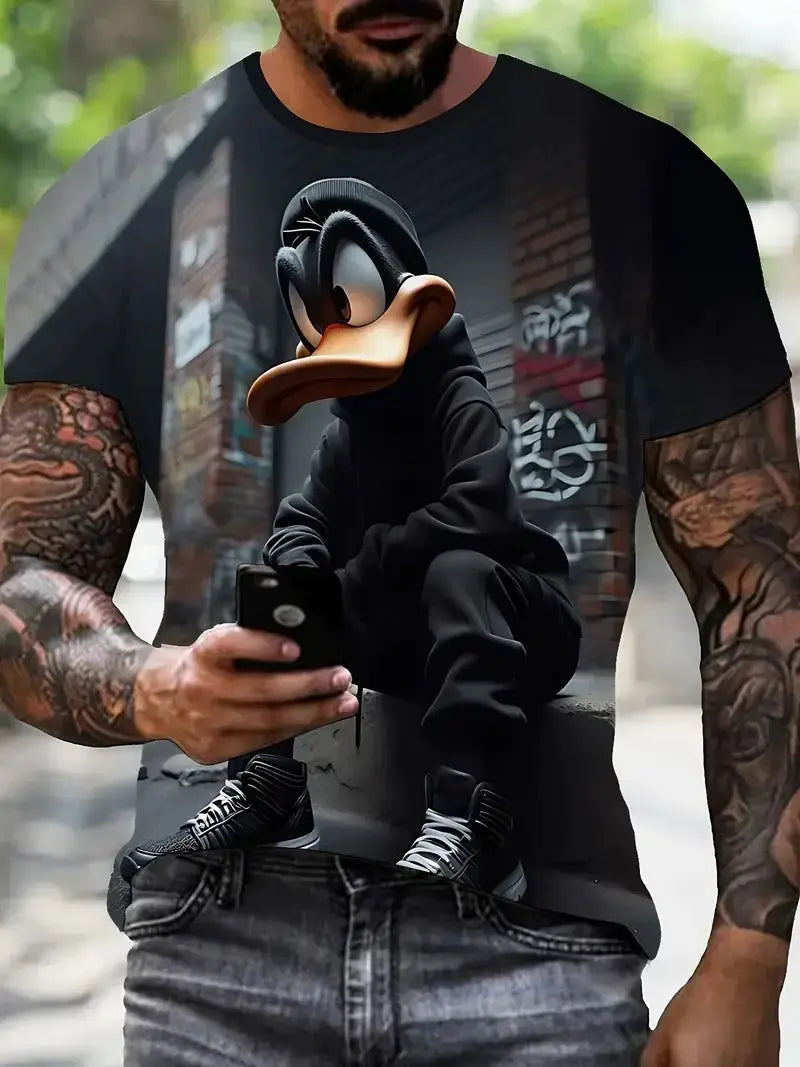 Funny Men's T Shirt Cartoon Animal Print Casual Pullover Summer Short Sleeve T-shirts Fashion Outdoor Male Overszied Clothing - Suncollections