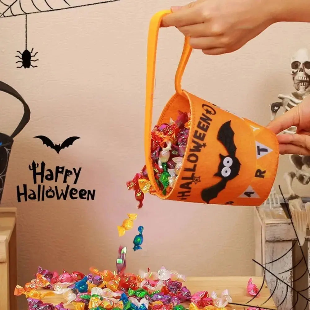 Halloween Theme Candy Bucket Bag Portable Candy Basket Kids Trick or Treat Bucket Halloween Party Decoration Supplies Suncollections