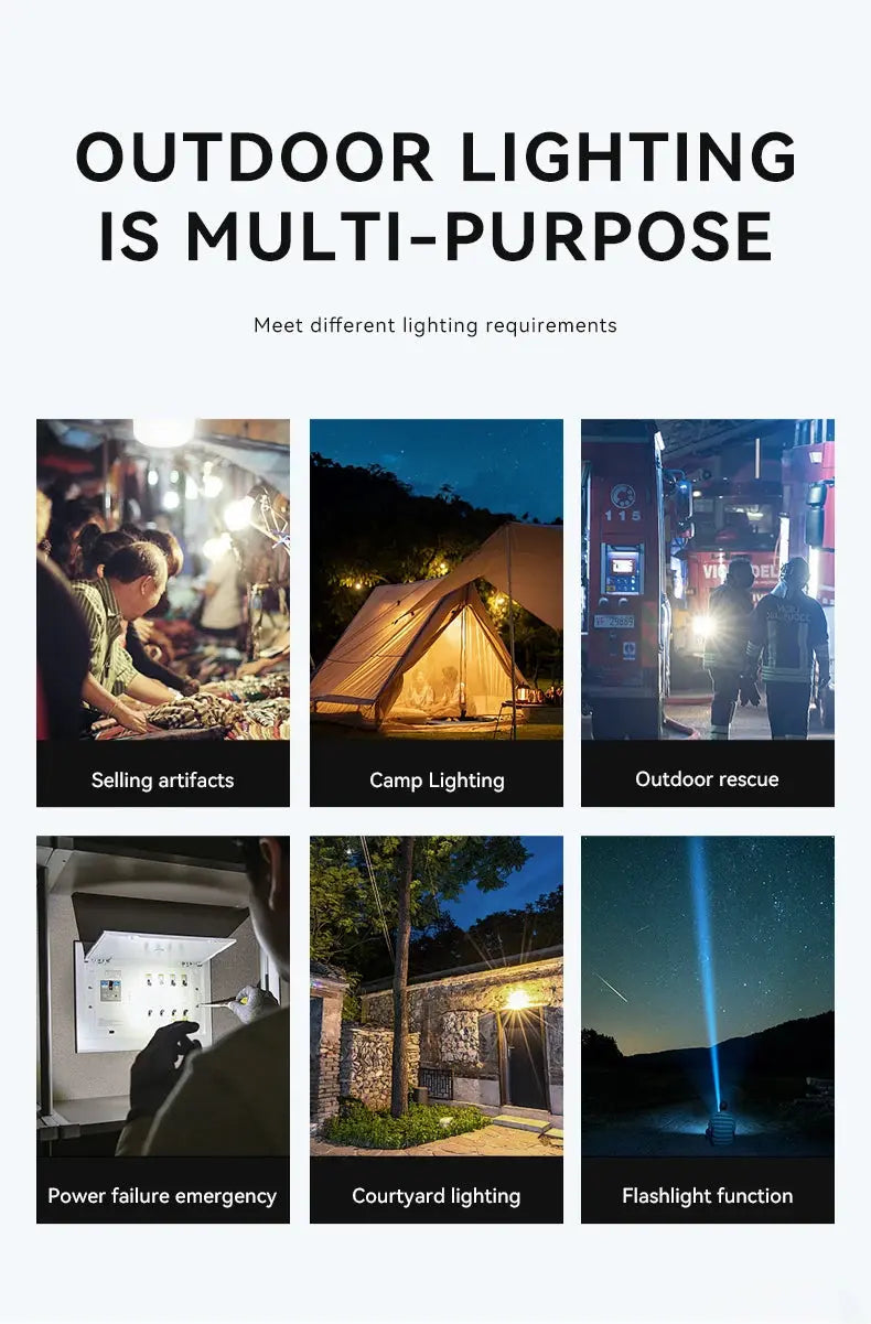 Warsun Outdoor 1100 Lumen Long Endurance Led Solar Powerful Rechargeable Camping Lamp Light with Outdoor Sports - Suncollections