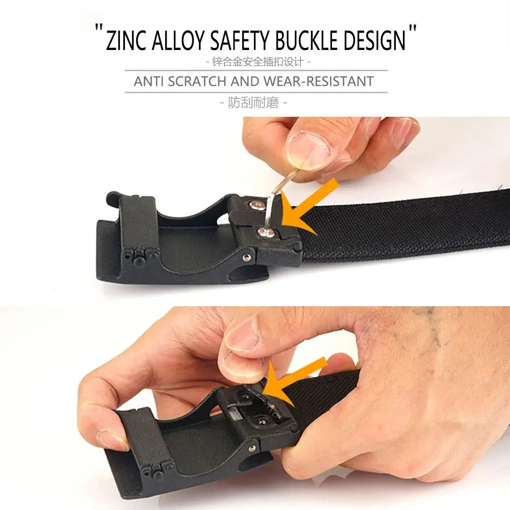 TUSHI Mens Belt Automatic Metal Buckle IPSC Gun Belt Tactical Canvas Webbing Military Belt Outdoor Work Business Belt Nylon Belt - Suncollections