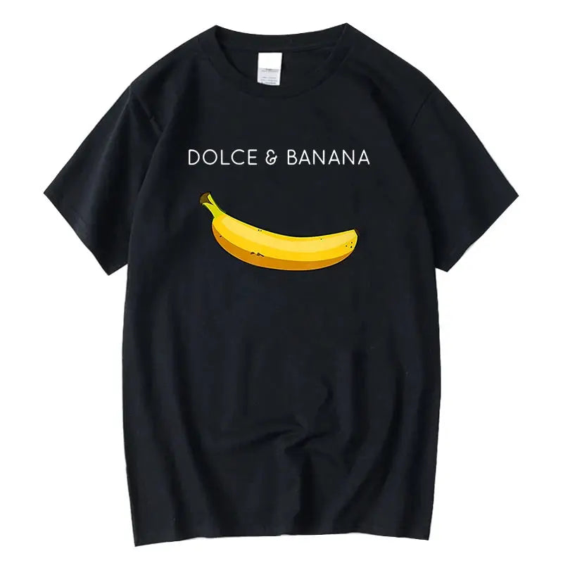 Men's T-shirt High Quality 100% Cotton Funny Banana Printing Summer Cool Casual Loose O-neck Men Short Sleeve T-shirt Male Tops - Suncollections