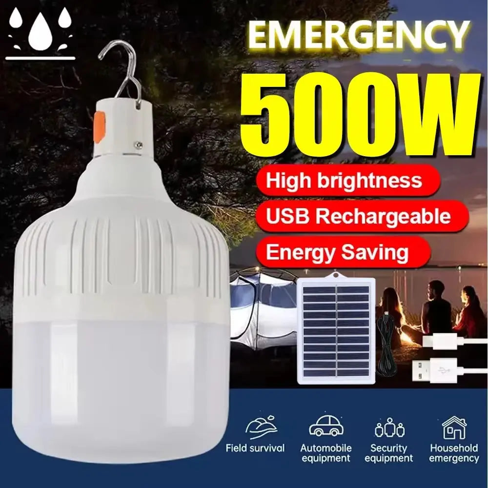100-500W Rechargeable Portable LED Emergency Lights Outdoor Portable Lanterns Hanging Camping Energy Saving Bulb for Garden Tent - Suncollections