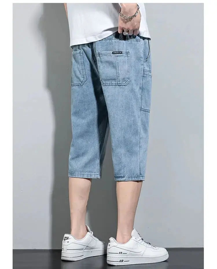 new Mens Summer Denim Short Men Jeans Fashion Streetwear Hip Hop Long 3/4 Capri Cargo Shorts bermuda masculina ropa hombre Suncollections
