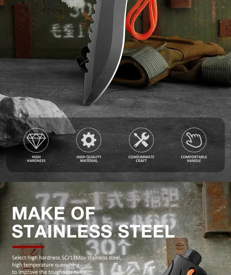 Outdoor Camping Tactical Straight Knife, Portable Outdoor Tool Knife - Suncollections