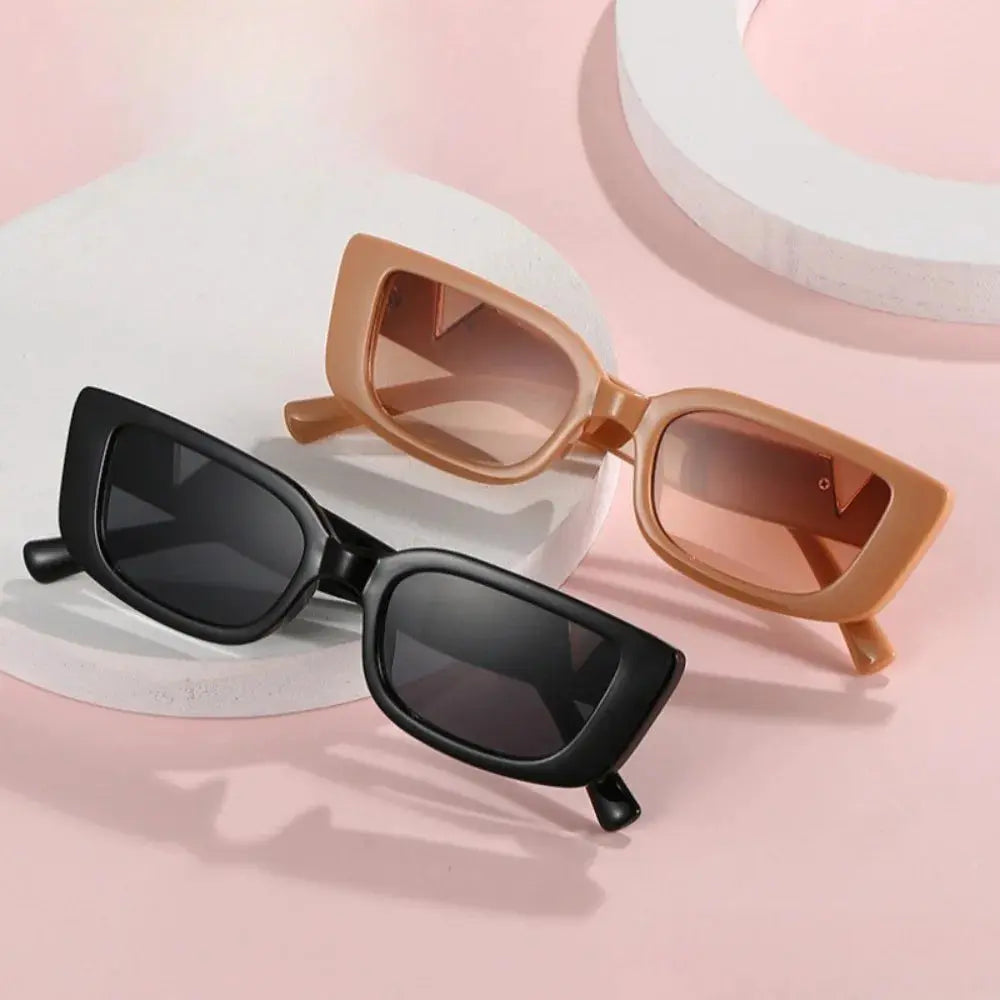 Retro Rectangle Sunglasses Women/Men Unisex with Fashion V-shaped Foots Outdoor Sunshade - Suncollections