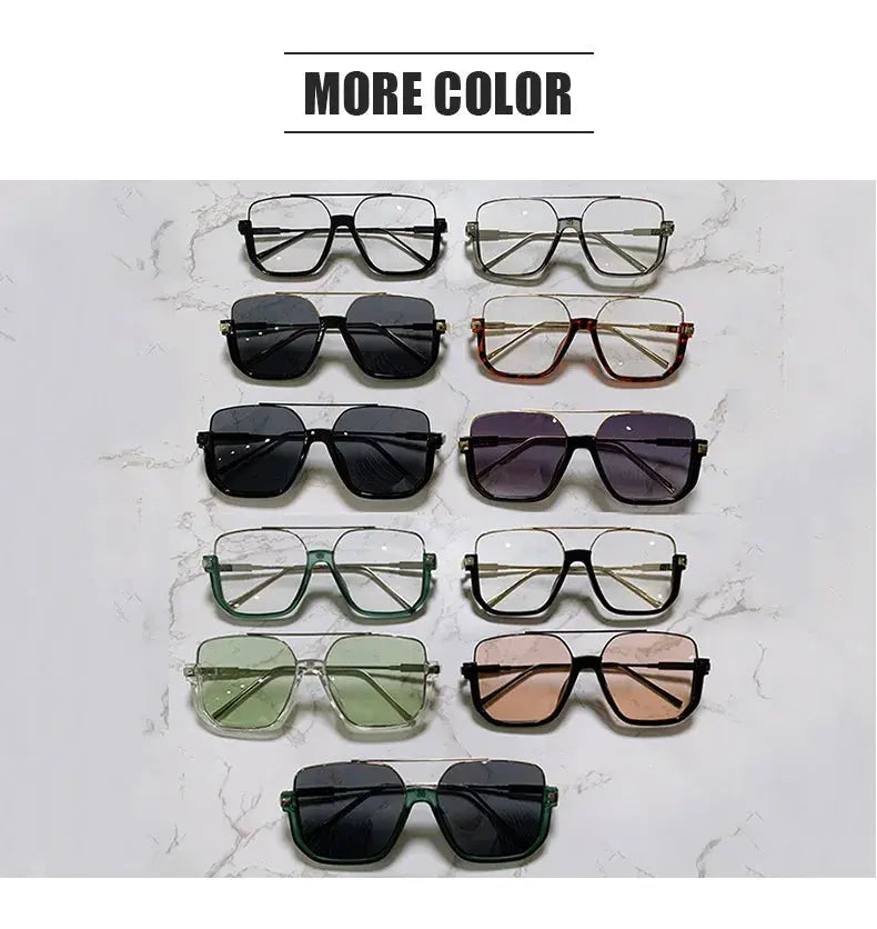 KAMMPT Retro Pilot Sunglasses Fashion Men Women Square Driving UV400 Shades New Trendy Original Brand Design Hiking Sun Glasses - Suncollections