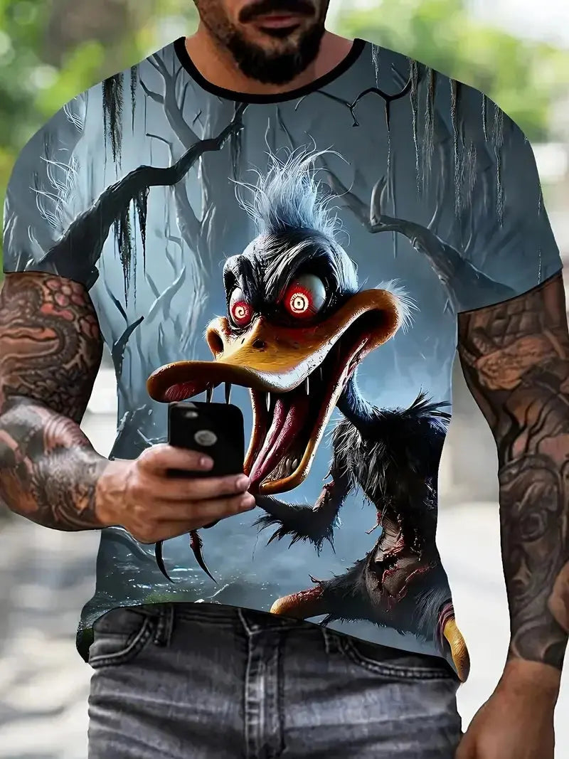 Funny Men's T Shirt Cartoon Animal Print Casual Pullover Summer Short Sleeve T-shirts Fashion Outdoor Male Overszied Clothing - Suncollections