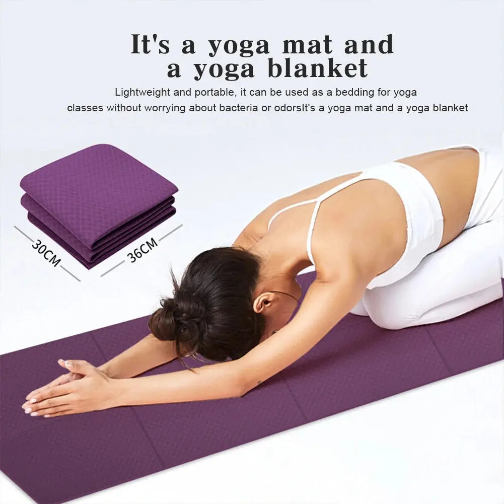 Foldable Yoga Mat 4mm Thick TPE Gym Mat Anti-Slip Yoga Mat Pilates Double Sided Multifunction Exercise Mat Yoga Pilates Workout - Suncollections