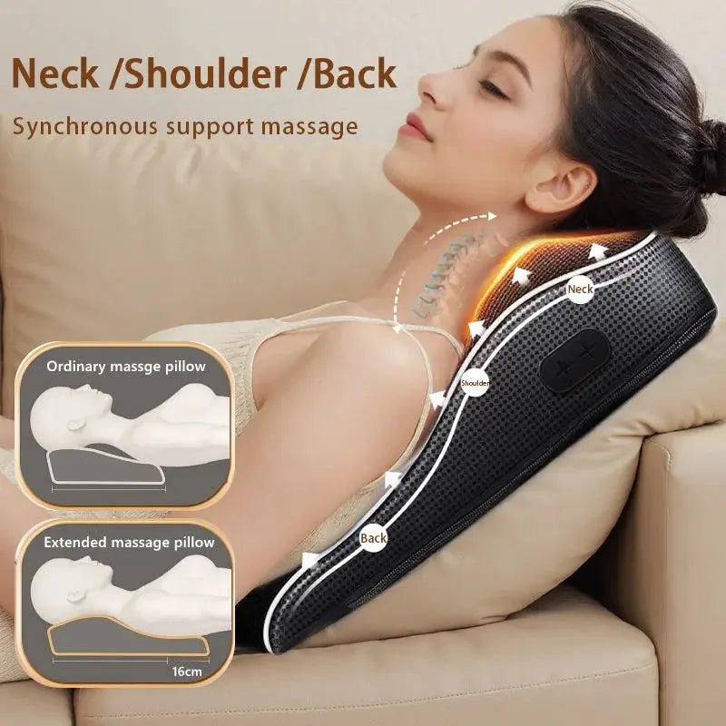 Electric Massage Neck Pillow Shiatsu Head Cervical Airbag Traction Body Back Waist Massager Car with Heating Vibrating Massage - Suncollections