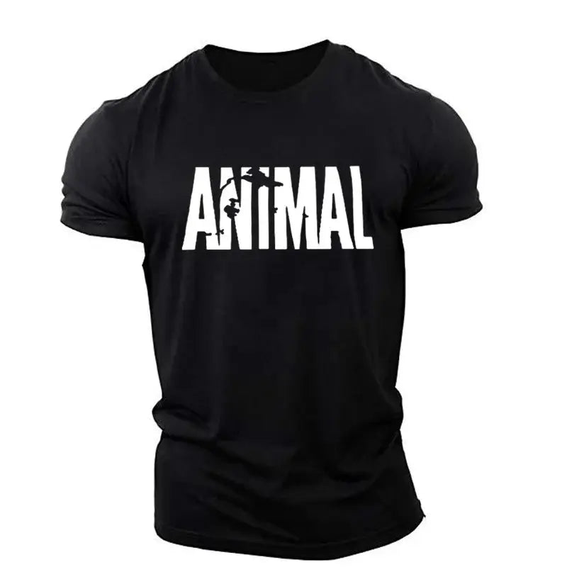 Animal Letter Minimalist Style Fashion Men's T-shirts Short Sleeve O-Neck Sportswear Oversized Gym Tops Street Men Women T Shirt Suncollections