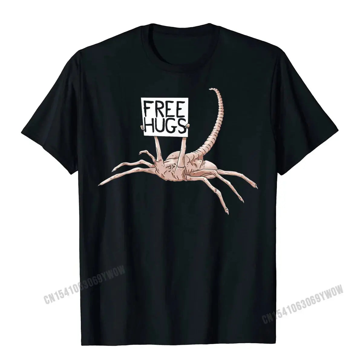 Free Hugs Funny Facehugger Aliens T-Shirt Harajuku Cotton T Shirt Comfortable Hip Hop Design Top T-Shirts - Suncollections