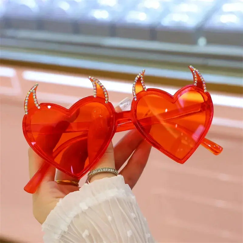 Halloween Devil Horns Sunglasses Women  Funny Cosplay Party Y2K Decorative Sunglasses sandy beach vacation Birthday Party - Suncollections