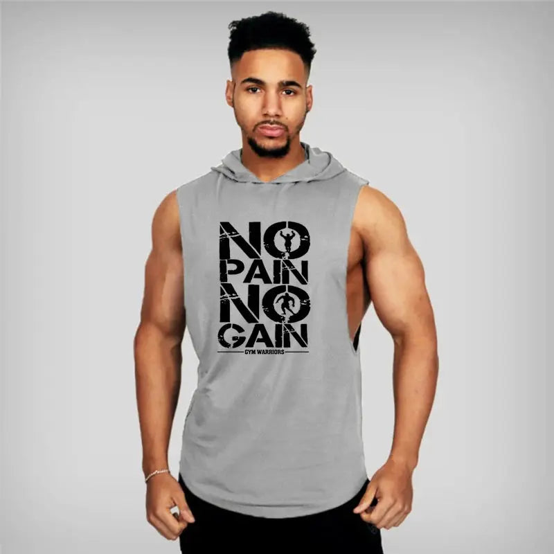 Mens Bodybuilding Sleeveless Hooded Shirts Summer Breathable Loose Cotton Hip Hop Tank Tops Gym Workout Fitness Muscle Hoodie Suncollections