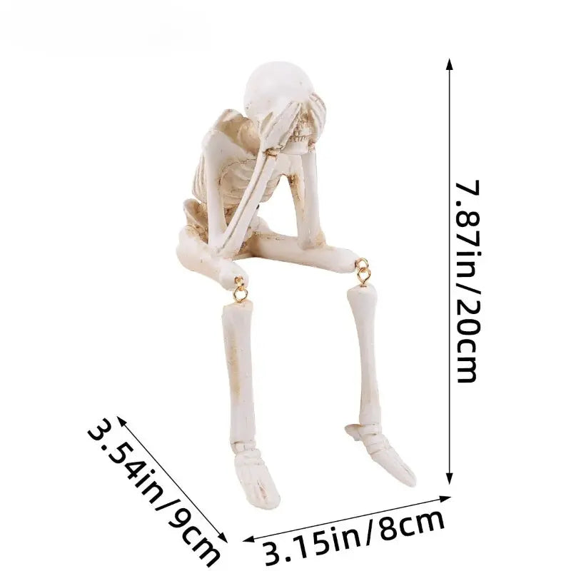 Halloween Statues Resin See Speak Hear No Evil Skeleton Figurines Resin Realistic Skull Decor for Bookshelf Table Edge Ornament Suncollections