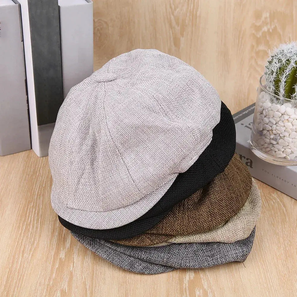 Men Newsboy Hats Peaky Autumn Vintage Herringbone Octagon Cap Women Casual Stripe Berets Gatsby Flat Hat - Suncollections