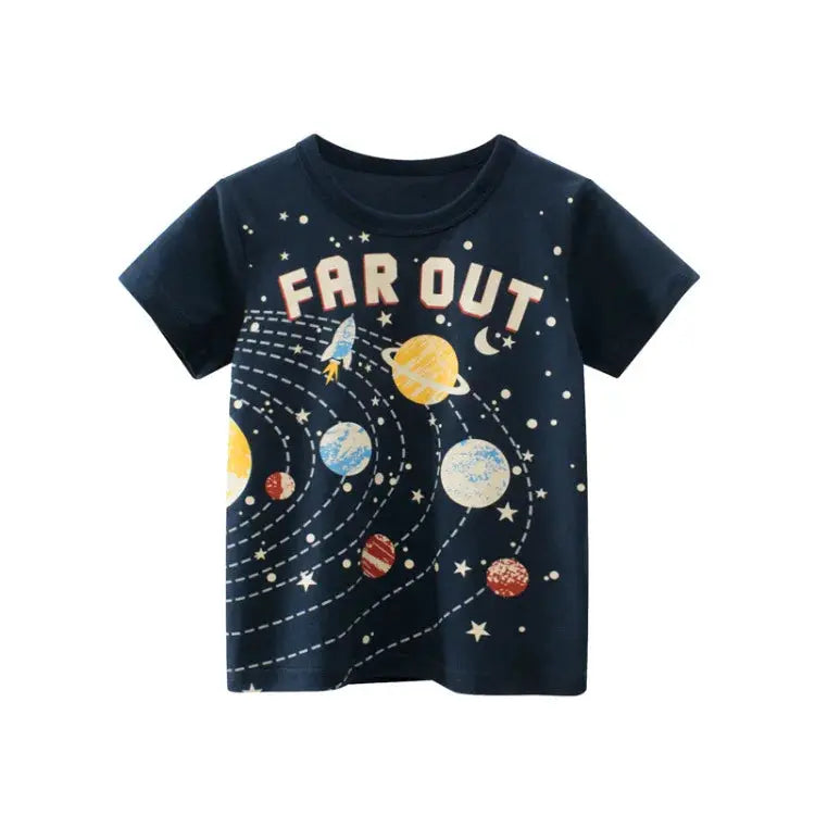 Children Short Sleeve T-shirts Korean Version Kids Clothing Boy Baby Cotton Tees 2-9 Years Summer Cartoon Tops - Suncollections
