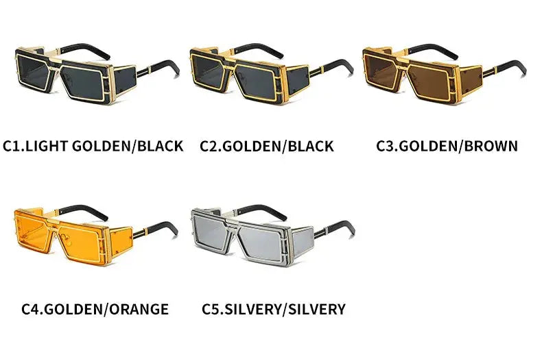 Square Punk Sunglasses Women Men Vintage Luxury Steampunk Sun Glasses Women Fashion Trendy Brand Design Driving Shades UV400 - Suncollections