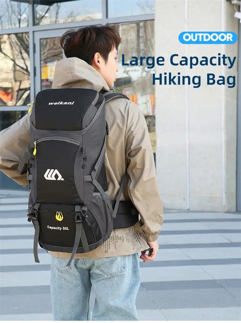 50L Travel Backpack Camping Men Large Hiking Bag Tourist Rucksack Waterproof Outdoor Sports Climbing Mountaineering Bag Luggage - Suncollections