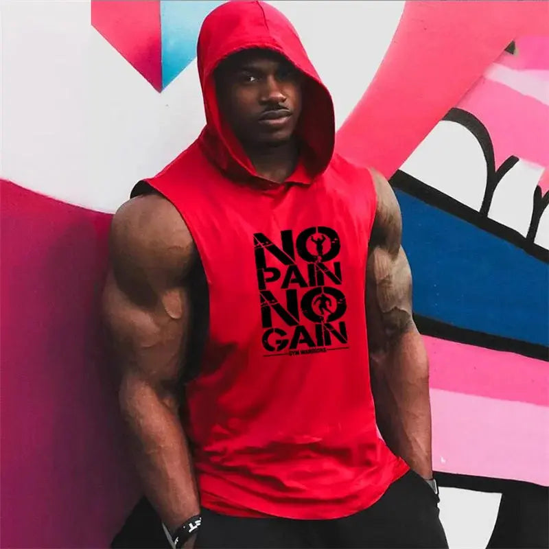 Mens Bodybuilding Sleeveless Hooded Shirts Summer Breathable Loose Cotton Hip Hop Tank Tops Gym Workout Fitness Muscle Hoodie Suncollections