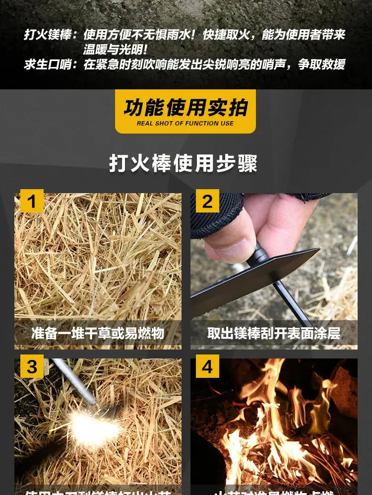 LETGOS Multitool camping axe 16-in-1 portable Gear survival tool - Suncollections