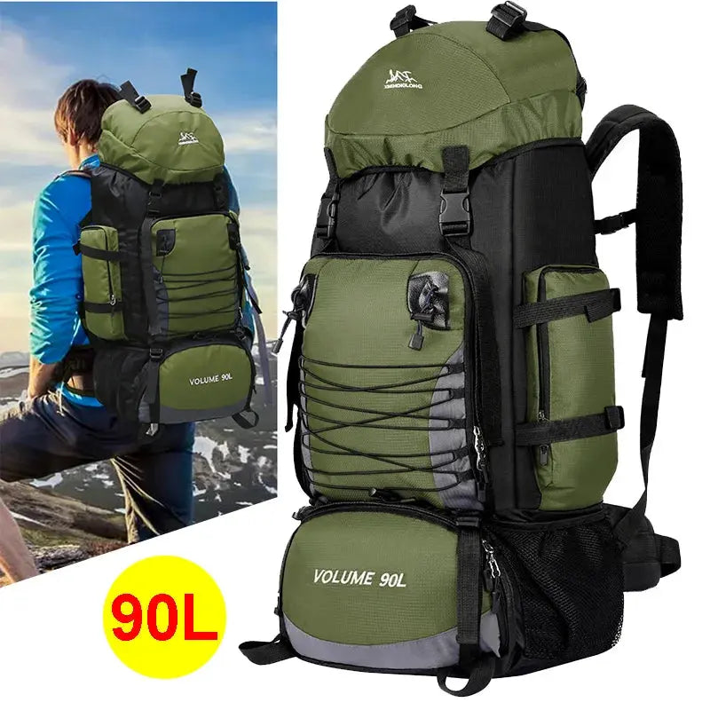 90L Travel Bag Camping Backpack Hiking Climbing Bags Mountaineering Large Sport Bag Outdoor Military Luggage Shoulder Pack - Suncollections