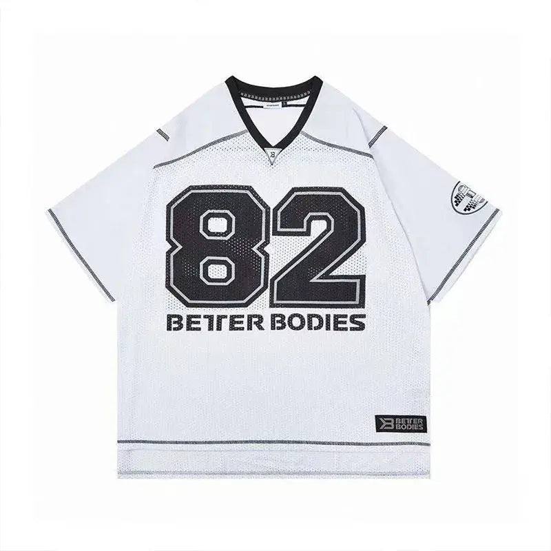 Gymguys Fitness T-shirt Men's Sports Loose Casual Polyester Mesh Quick Drying Breathable Mesh Embroidered Printed Short Sleeve - Suncollections