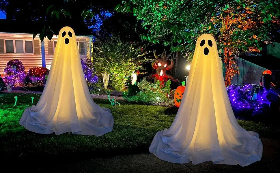 Ghost Spooky Halloween Decor Battery Light Home Ghost Front Porch Yard Courtyard Standing Halloween Horror Decoration Suncollections
