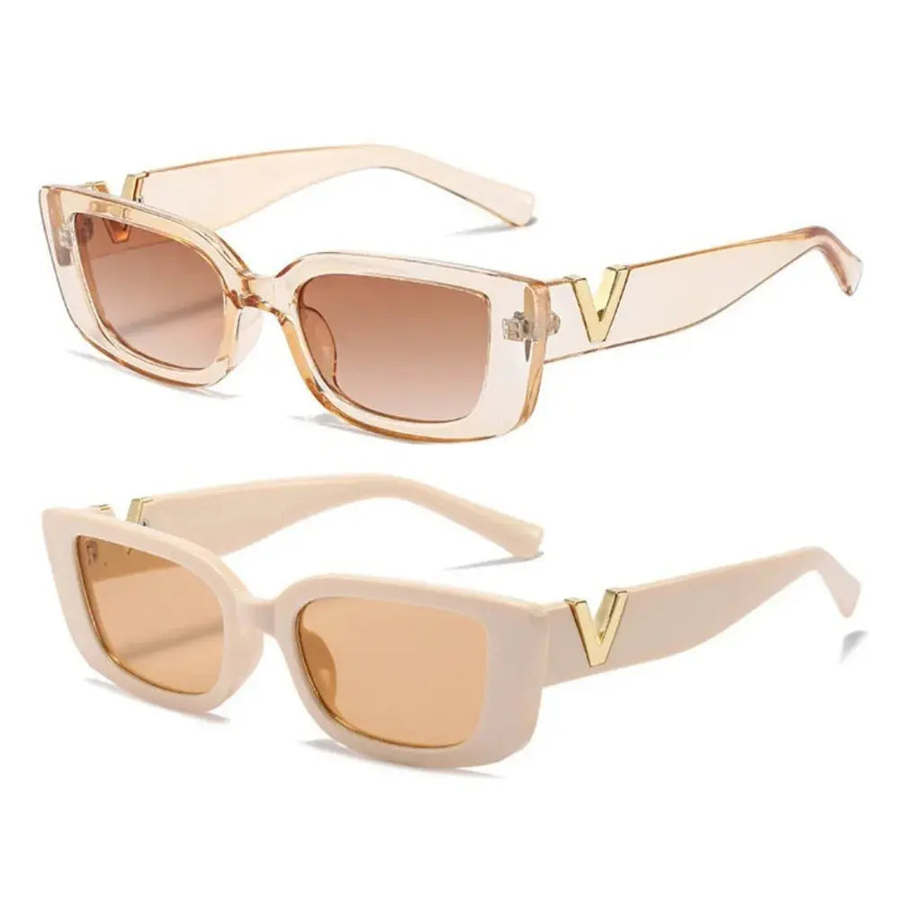 Retro Rectangle Sunglasses Women/Men Unisex with Fashion V-shaped Foots Outdoor Sunshade - Suncollections