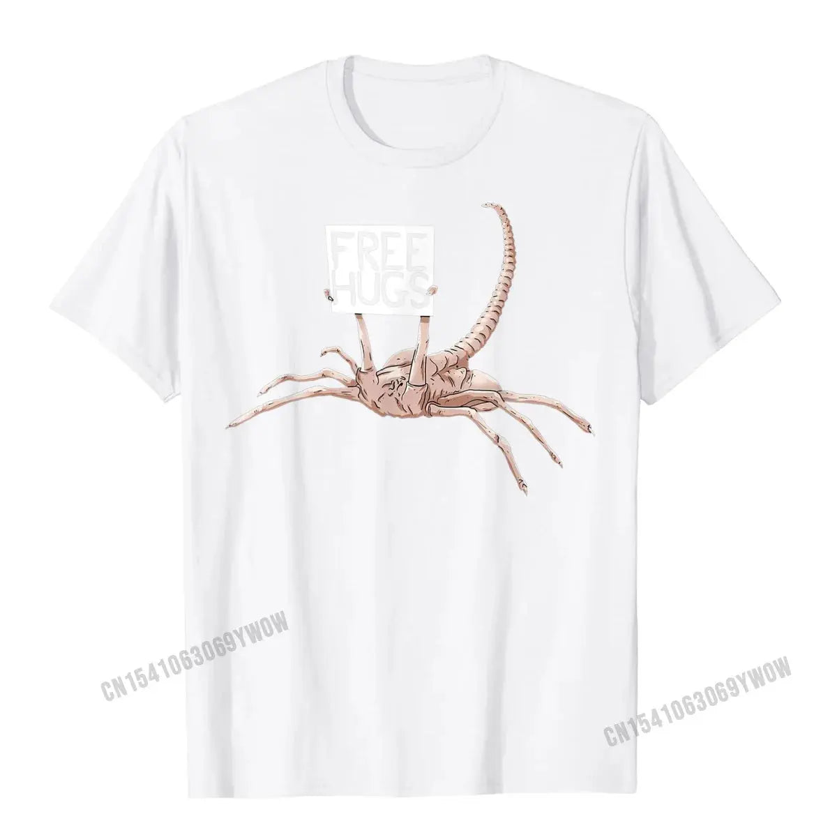 Free Hugs Funny Facehugger Aliens T-Shirt Harajuku Cotton T Shirt Comfortable Hip Hop Design Top T-Shirts - Suncollections