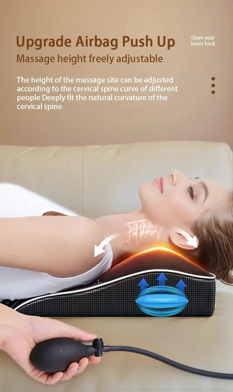 Electric Massage Neck Pillow Shiatsu Head Cervical Airbag Traction Body Back Waist Massager Car with Heating Vibrating Massage - Suncollections