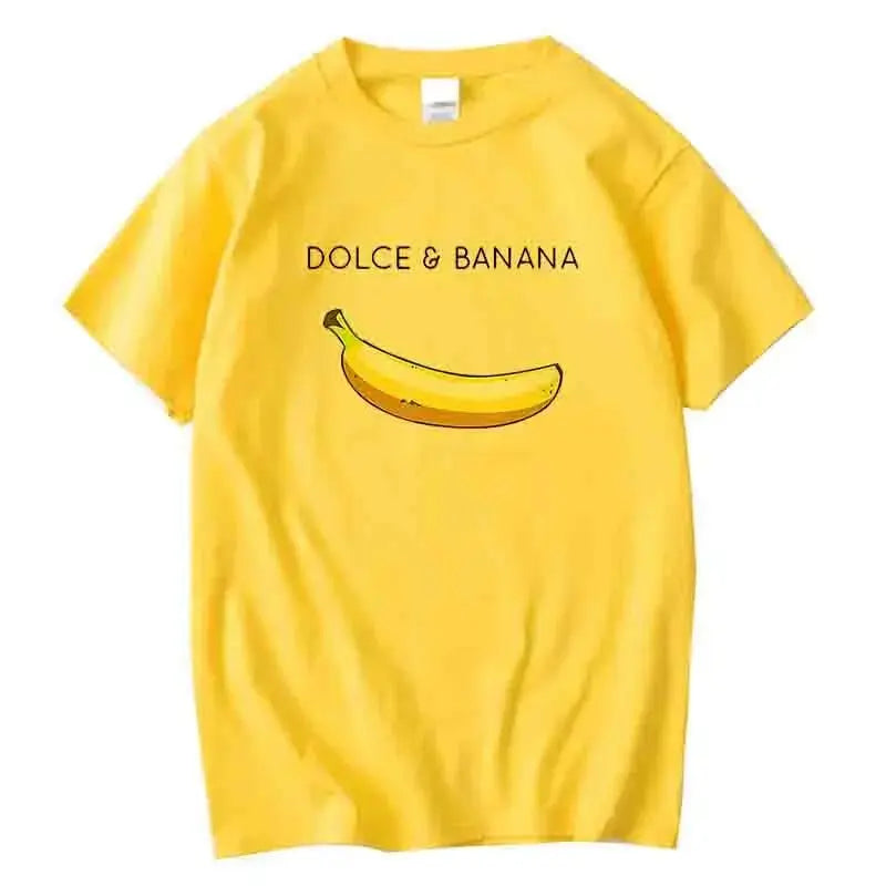 Men's T-shirt High Quality 100% Cotton Funny Banana Printing Summer Cool Casual Loose O-neck Men Short Sleeve T-shirt Male Tops - Suncollections