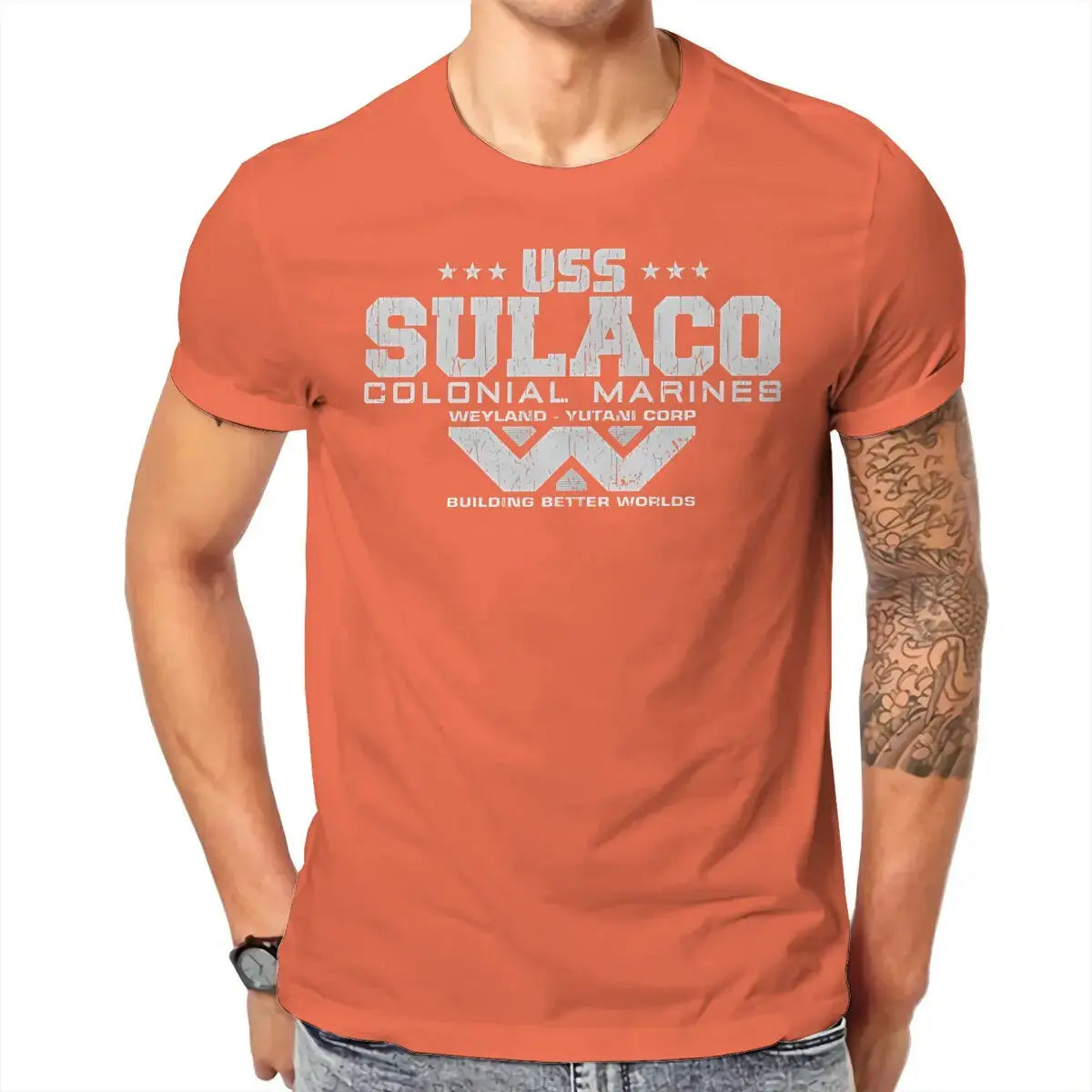 Colonial Marines USS Sulaco Tshirt Homme Men's Clothes Cotton T Shirt For Men - Suncollections