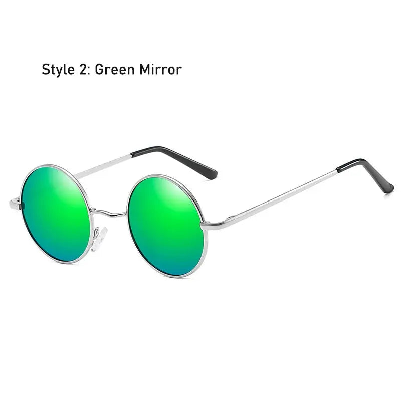 Retro Vintage Round Polarized Sunglasses Men Brand Designer Sun Glasses Women Alloy Metal Frame Black Lens Eyewear Driving UV400 - Suncollections