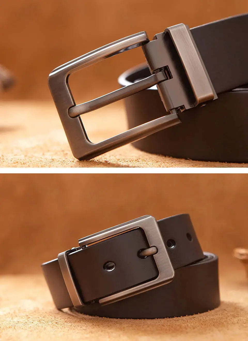 Cowhide Genuine Leather Belts for Men Male Pin Buckle Jeans Waist Belt Mens Black Brown Commuter business Belt Ceinture Homme - Suncollections