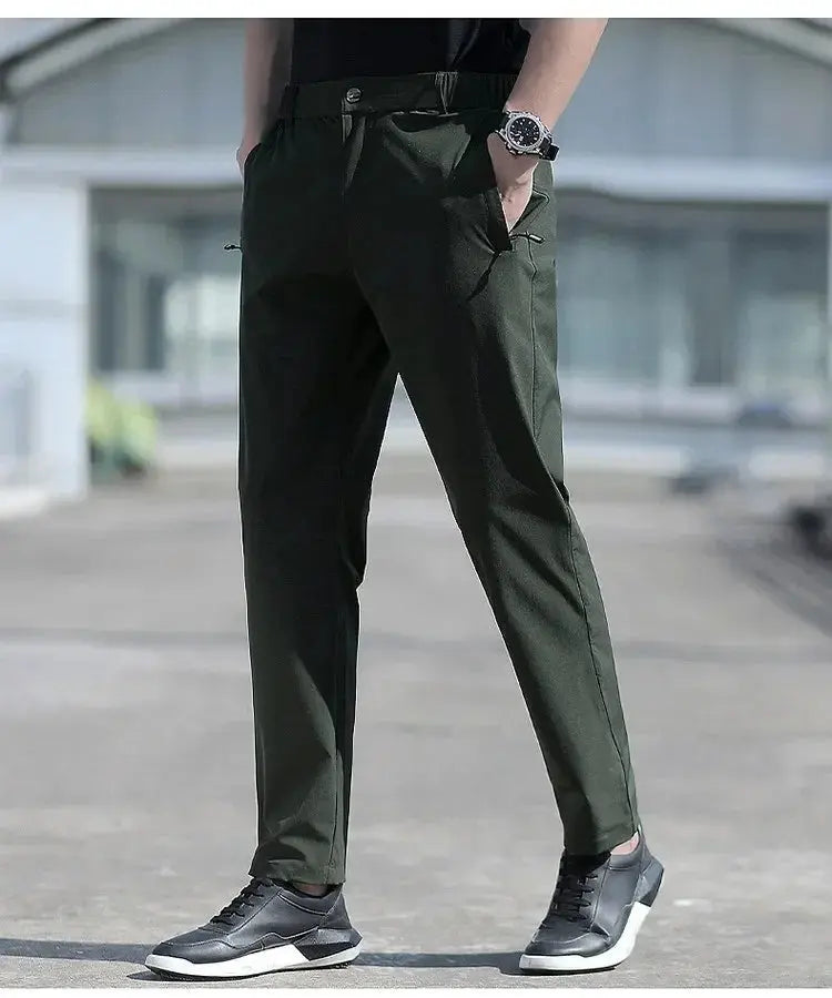 Ice Silk Men's Summer Pants Elastic Waist Straight Leg Trouser Male Quick Dry Big Size Large Plus Stretch 6XL 7XL Work Outdoor Suncollections