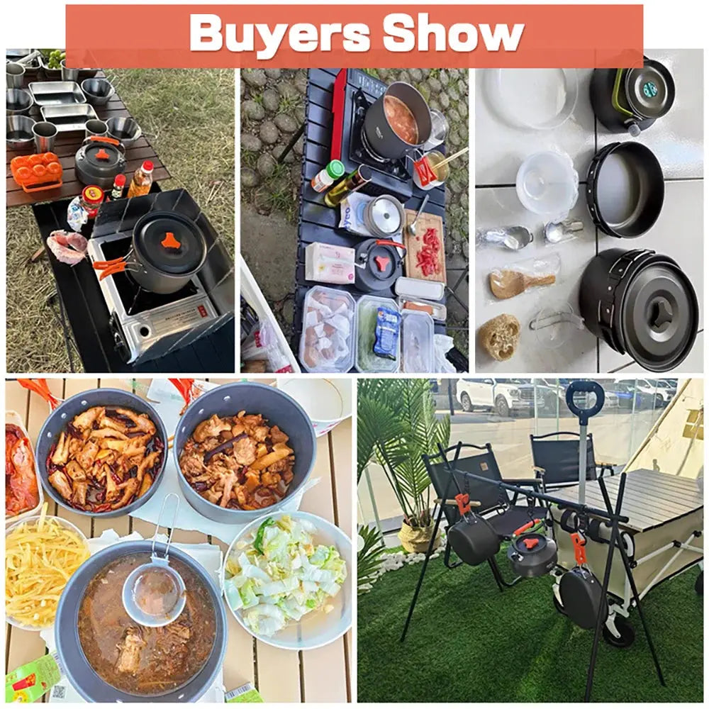 Camping Cooking set Camping Cookware Travel Tableware Outdoor Picnic Set Teapot For 2-3 Peaple Non-stick pots assorted sets - Suncollections