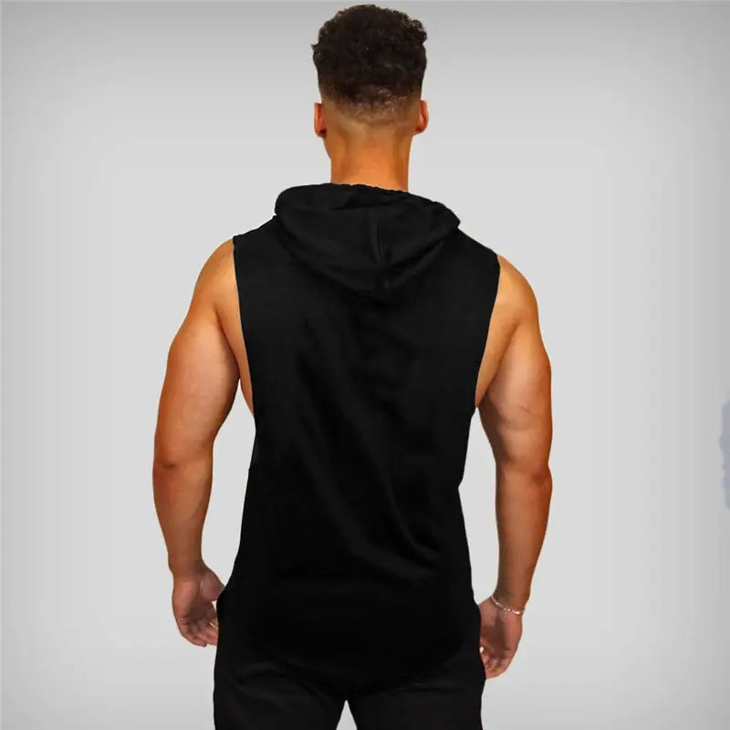 Mens Bodybuilding Sleeveless Hooded Shirts Summer Breathable Loose Cotton Hip Hop Tank Tops Gym Workout Fitness Muscle Hoodie Suncollections