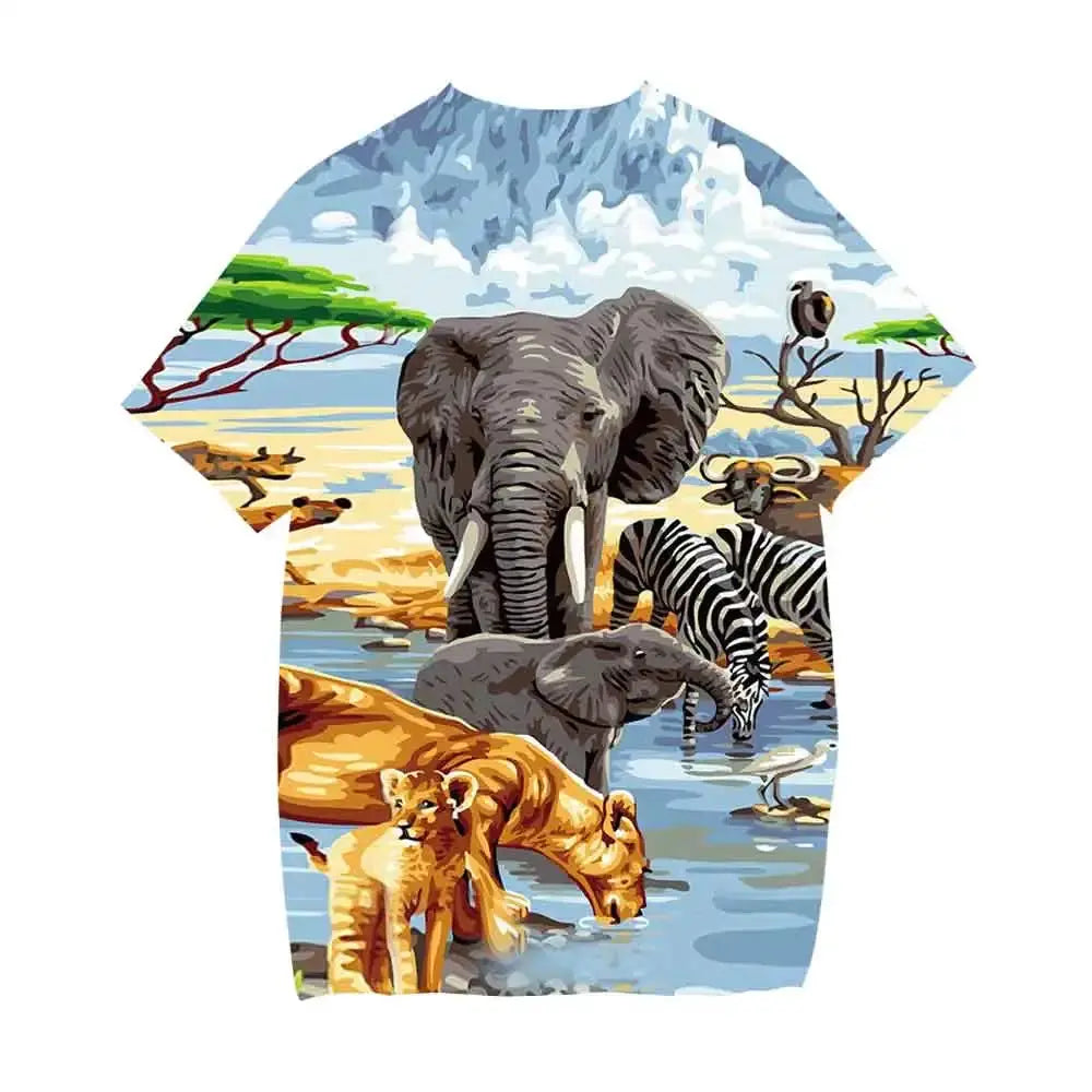 2024 Child Boys Girls Dinosaur T-shirts Summer Short Sleeve Boy Clothes Causal T Shirt Tops Tee Children's clothing 3-14 year - Suncollections