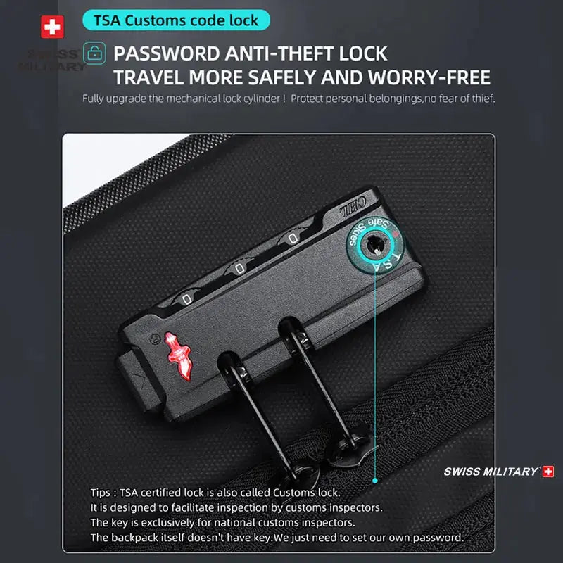 Swiss Military Brand Laptop Backpack Anti-theft Waterproof Casual Backpack USB Charging Men Business Travel Bag Backpack Mochila - Suncollections