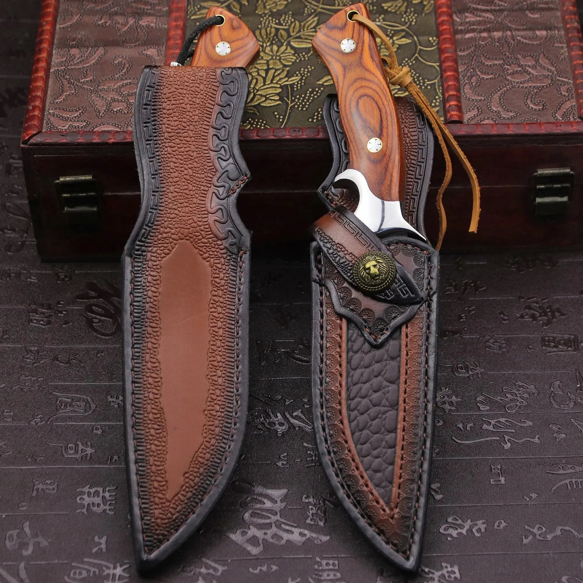 Fixed Blade Hunting Knife + Sheath, Jungle camping straight knifes, Outdoor survival to, camping EDC knife - Suncollections