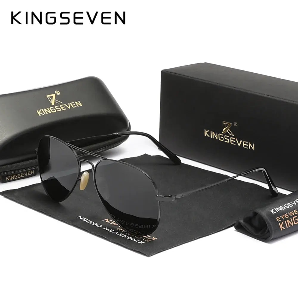 KINGSEVEN Pilot Alloy Men‘s Sunglasses Polarization UV400 Anti-reflection Full Frame Parsnip Glasses Women Retro Luxury Eyewear - Suncollections