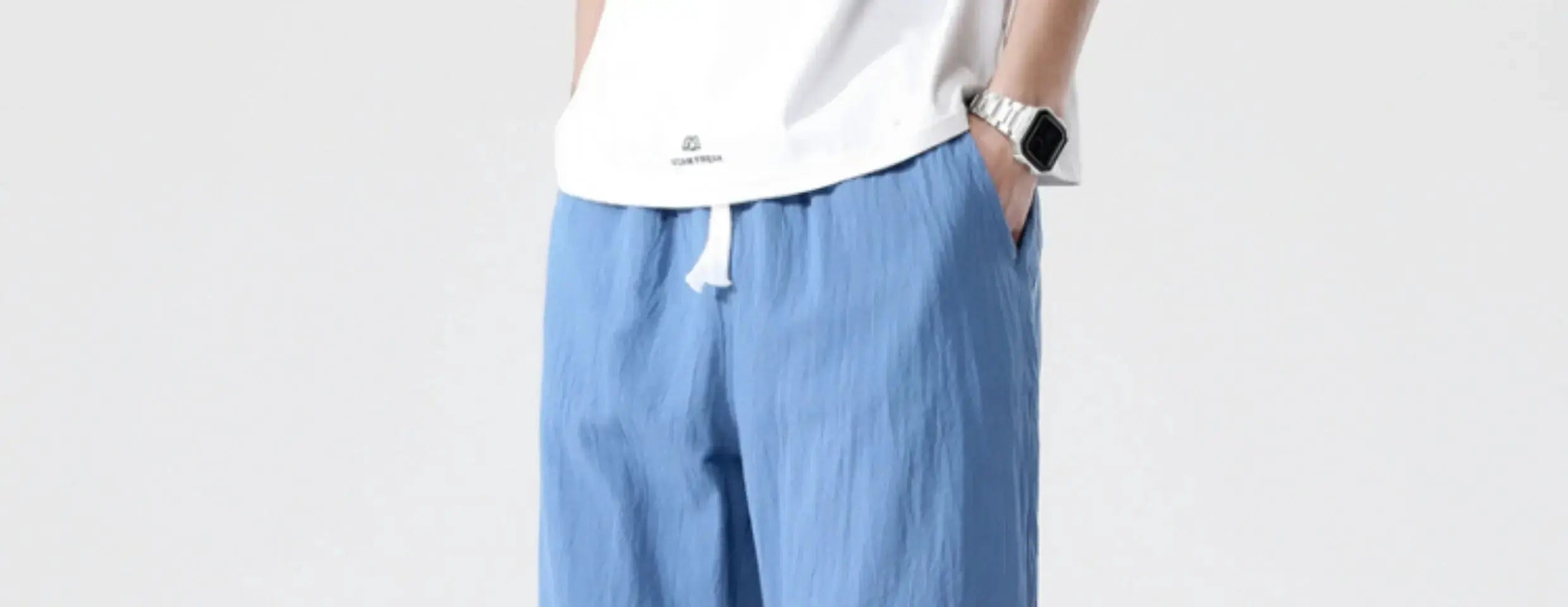M-5XL 100% Cotton Cropped Pants Men's Summer Thin Pants Casual Beach Pants Men's Straight Leg Home Pants Suncollections