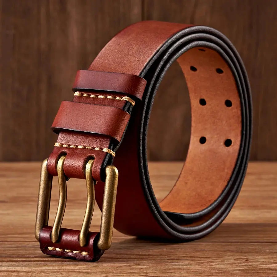 3.8cm Wide Vintage Men's Belt Cowhide Genuine - Suncollections