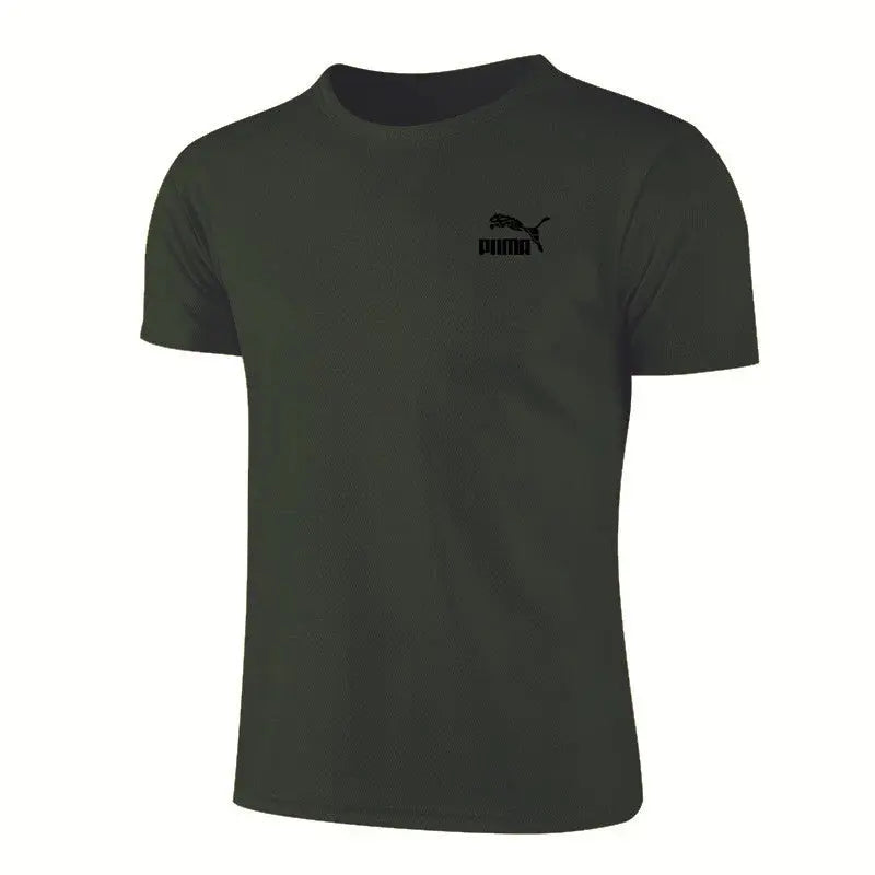 Men's Casual T-shirts Summer Quick Dry Breathable Round Neck Short Sleeve Elastic Outdoor Training Hiking Run T-shirts - Suncollections