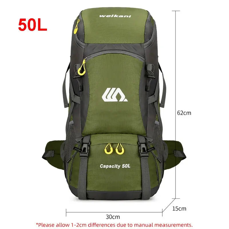 50L Travel Backpack Camping Men Large Hiking Bag Tourist Rucksack Waterproof Outdoor Sports Climbing Mountaineering Bag Luggage - Suncollections