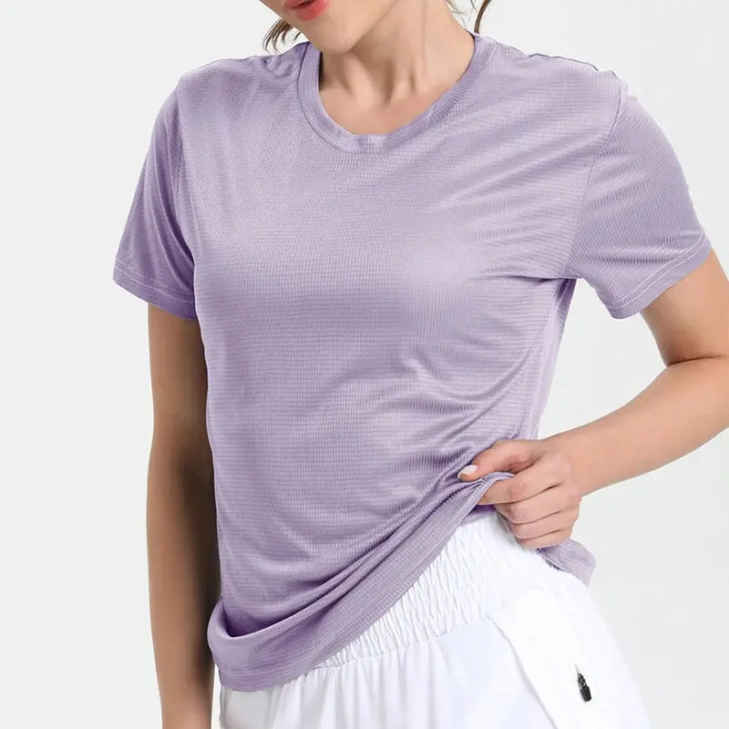 Women's Solid Color Ultralight Quick Dry Sport T-Shirt,Breathable Lightweight  ,Running Gym Compression Shirt - Suncollections